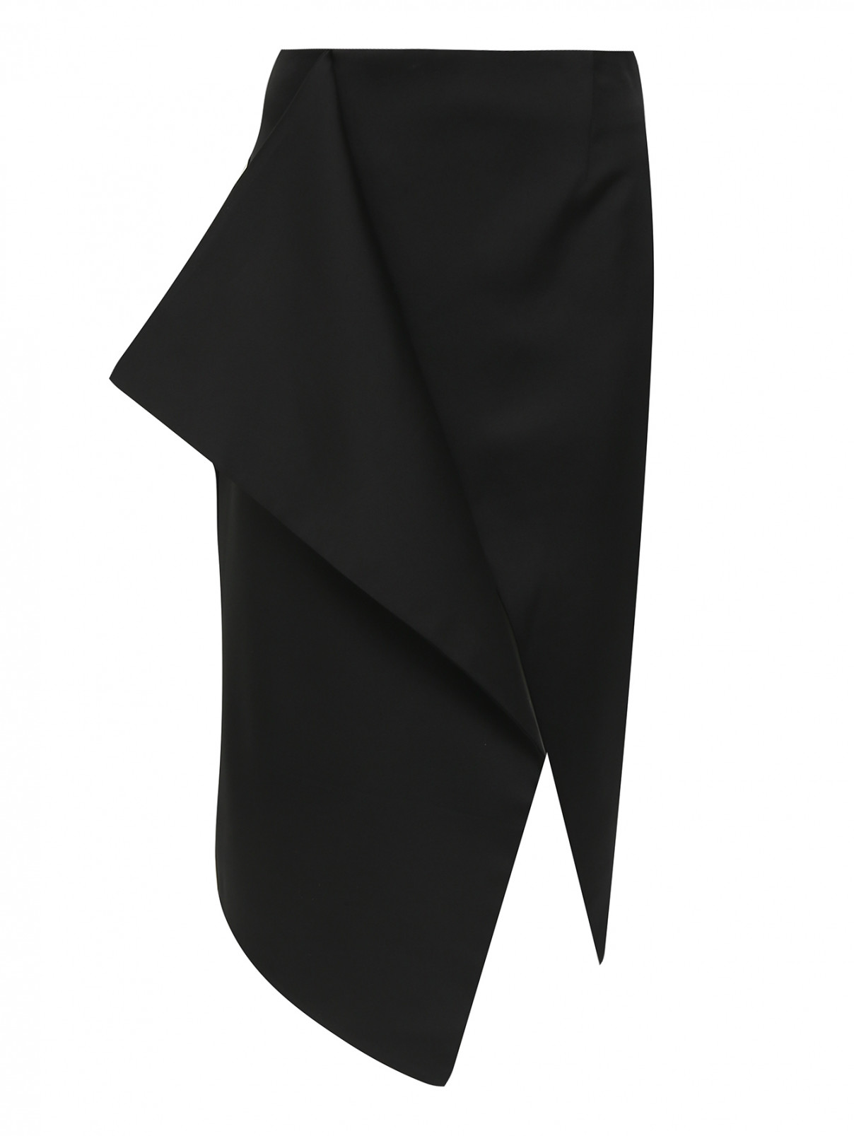 Юбка-карандаш из атласной ткани с драпировкой Keepsake  –  Общий вид  – Цвет:  Черный