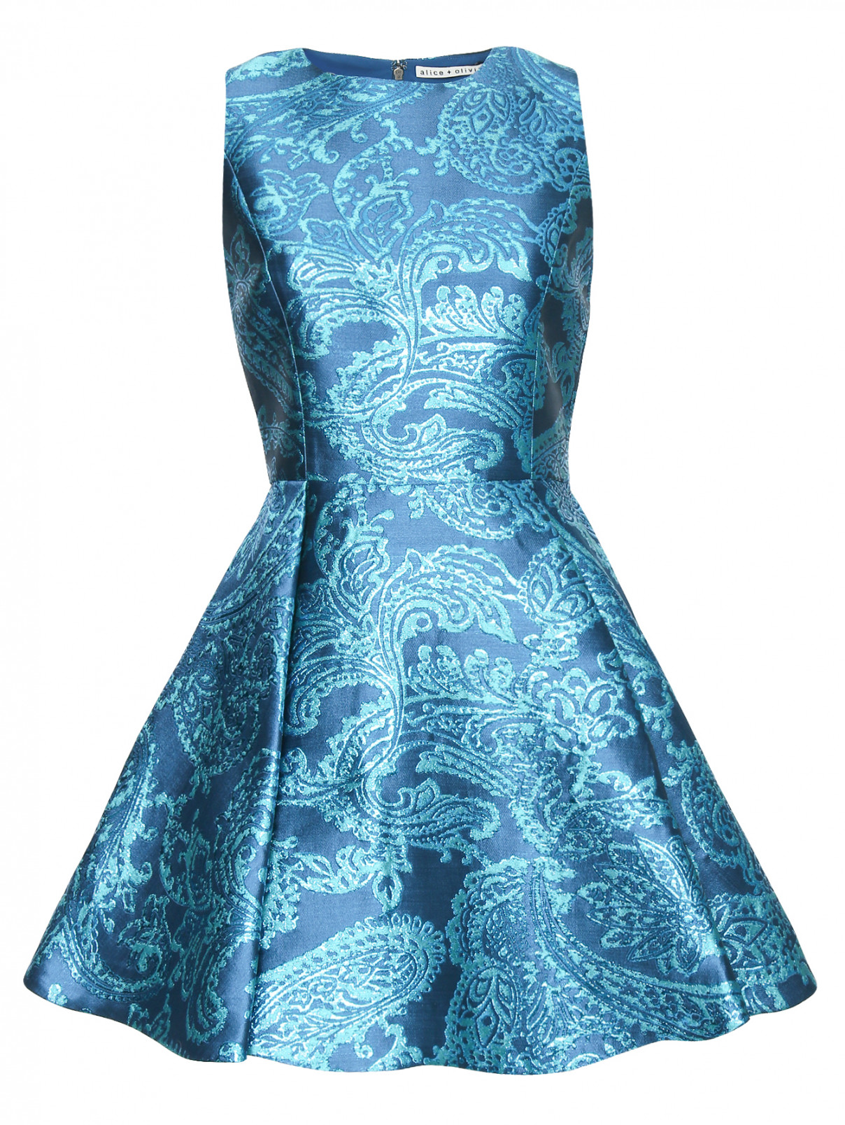 Платье-мини с декоративной вышивкой Alice+Olivia  –  Общий вид  – Цвет:  Синий