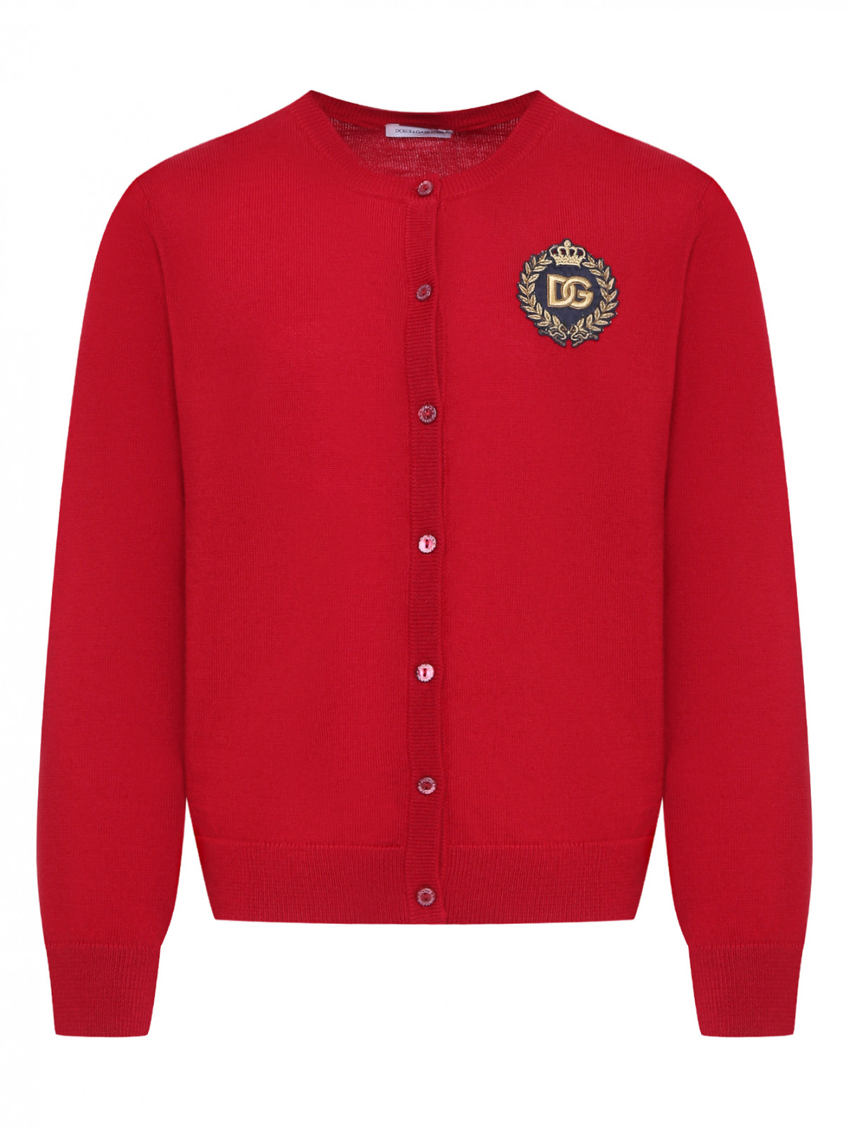 Шерстяной кардиган с аппликацией Dolce & Gabbana  –  Общий вид  – Цвет:  Красный