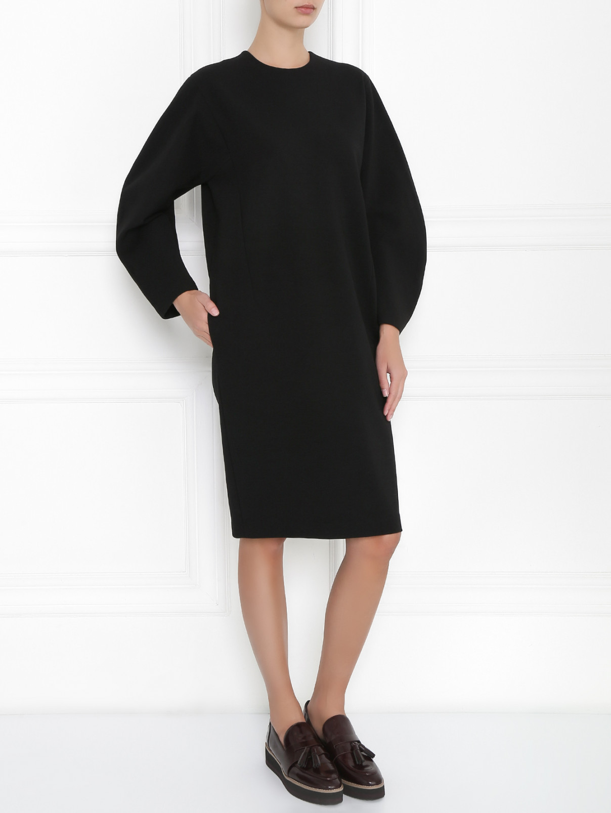 Трикотажное платье из смесовой шерсти Jil Sander  –  Модель Общий вид  – Цвет:  Черный