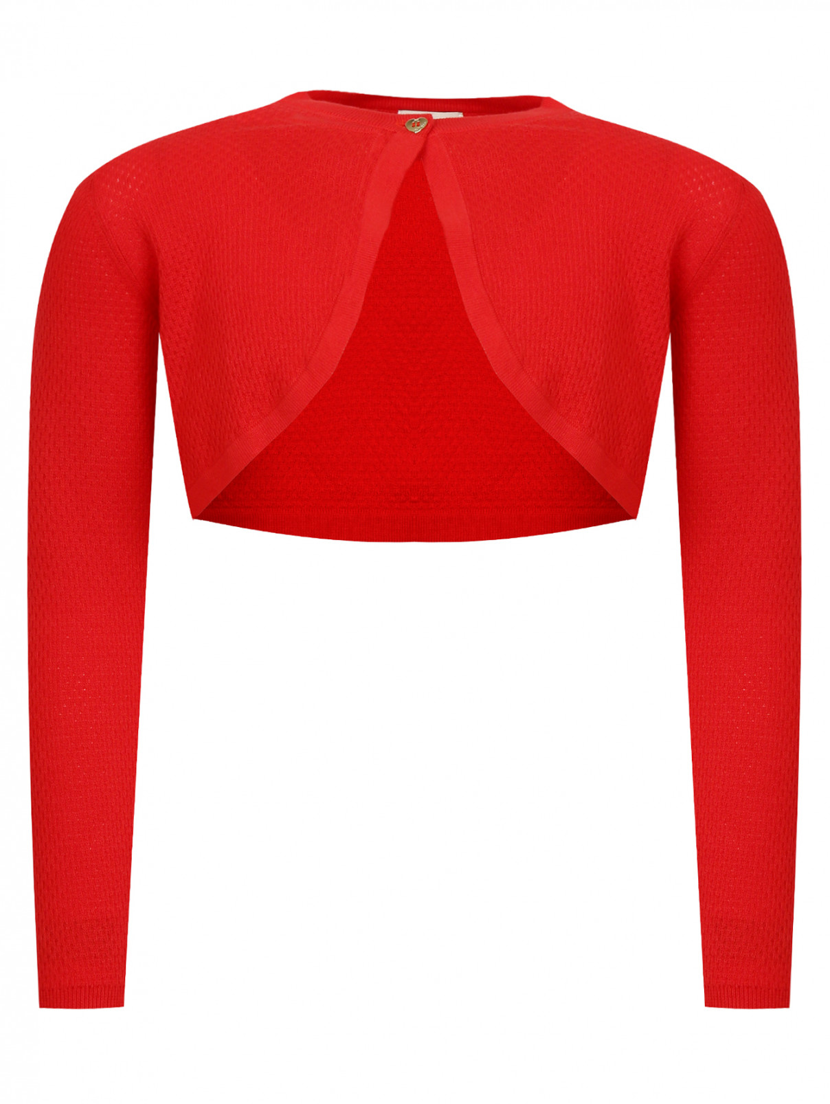 Трикотажное болеро с длинными рукавами Armani Junior  –  Общий вид  – Цвет:  Красный