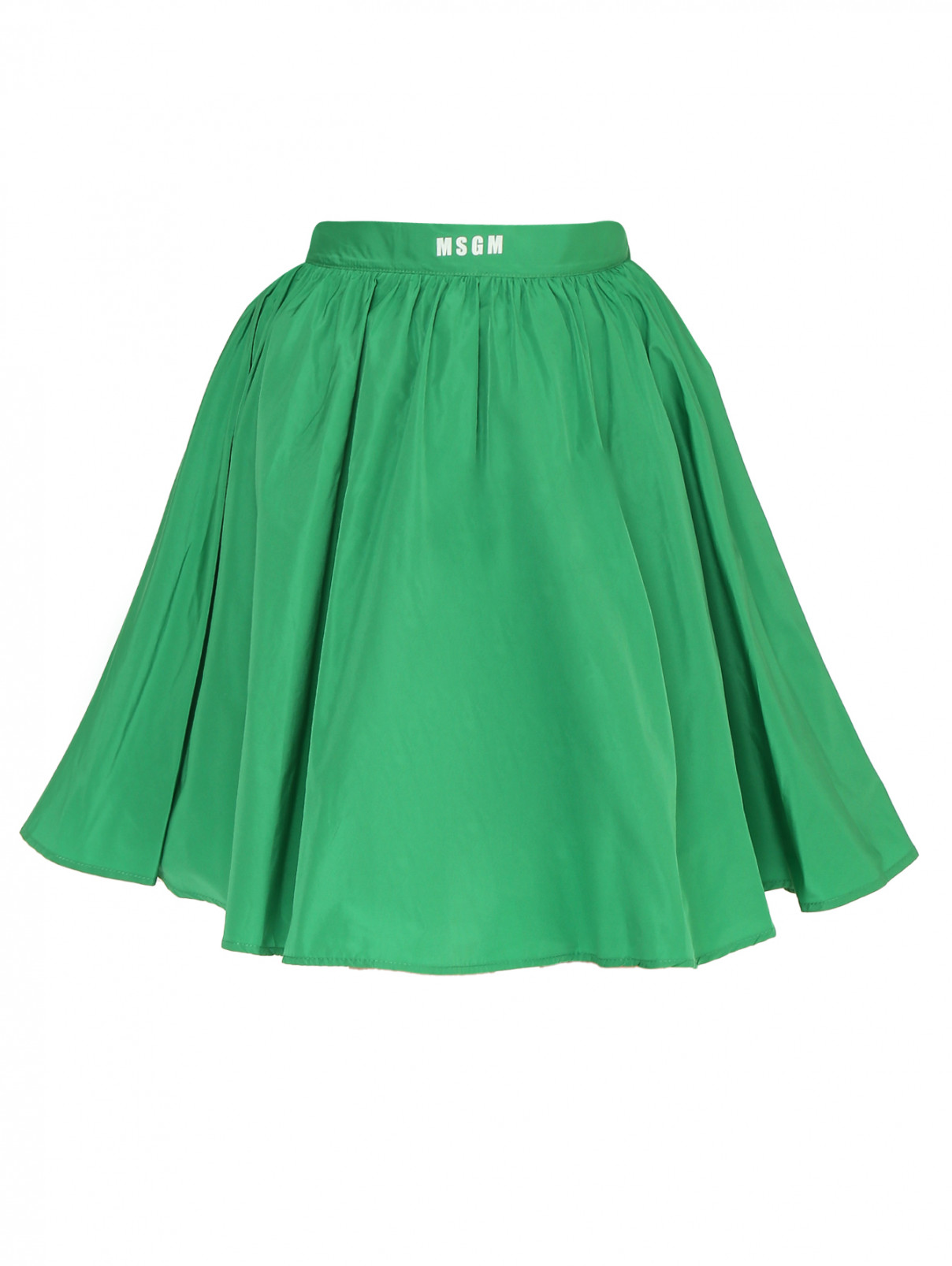 Однотонная юбка-солнце MSGM  –  Общий вид  – Цвет:  Зеленый