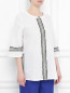 Блуза из хлопка с контрастной отделкой Marina Rinaldi  –  МодельВерхНиз