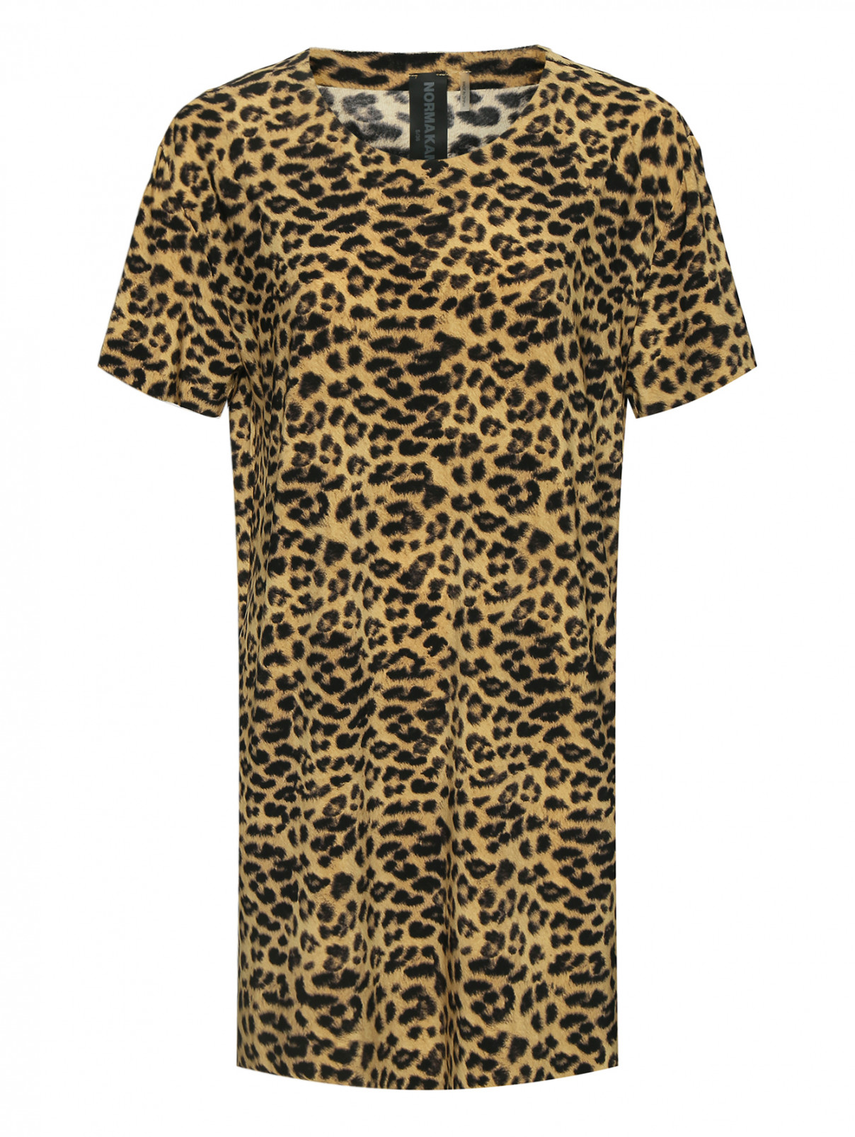 Платье-футболка с анималистичным принтом Norma Kamali  –  Общий вид  – Цвет:  Узор