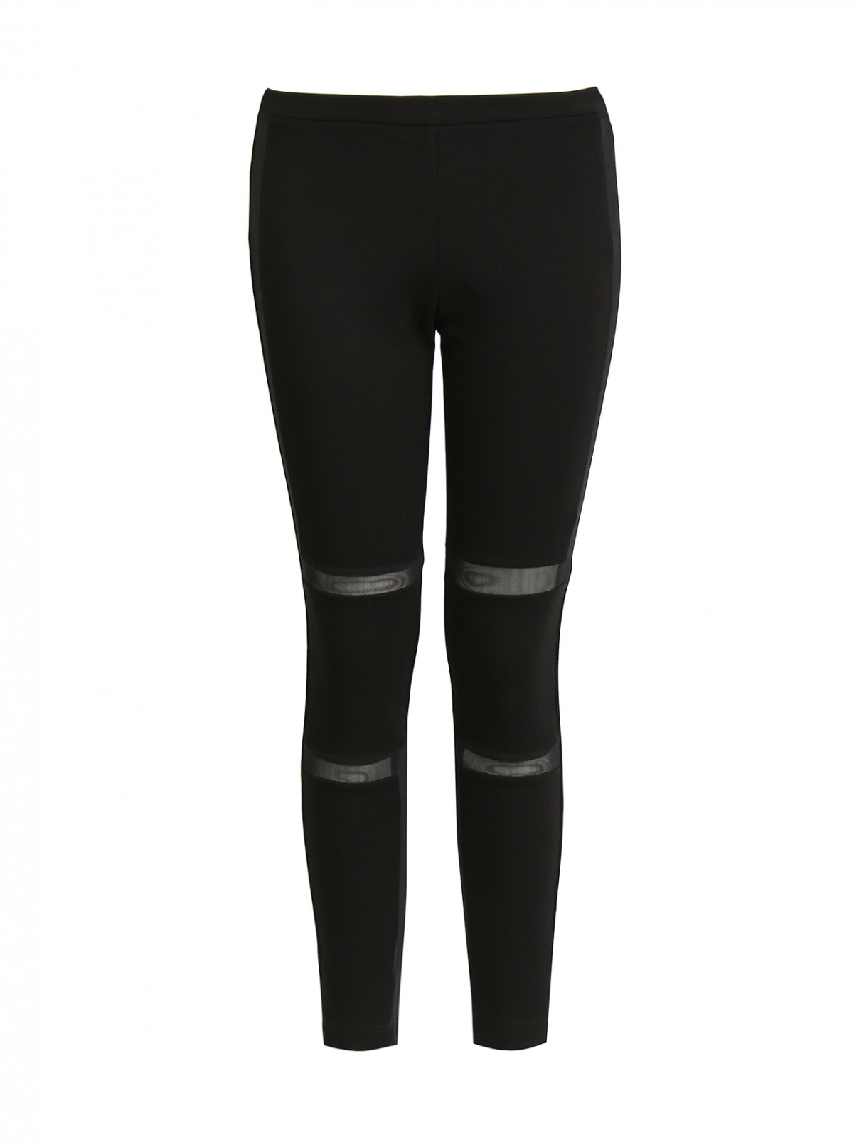 Трикотажные брюки с прозрачными вставками Kira Plastinina  –  Общий вид  – Цвет:  Черный