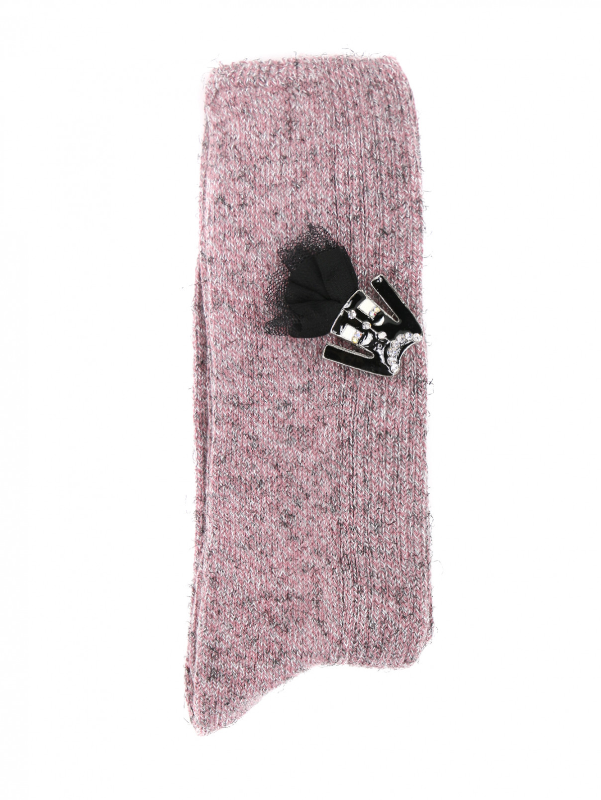 Носки из хлопка с аппликацией ALTO MILANO  –  Общий вид  – Цвет:  Розовый