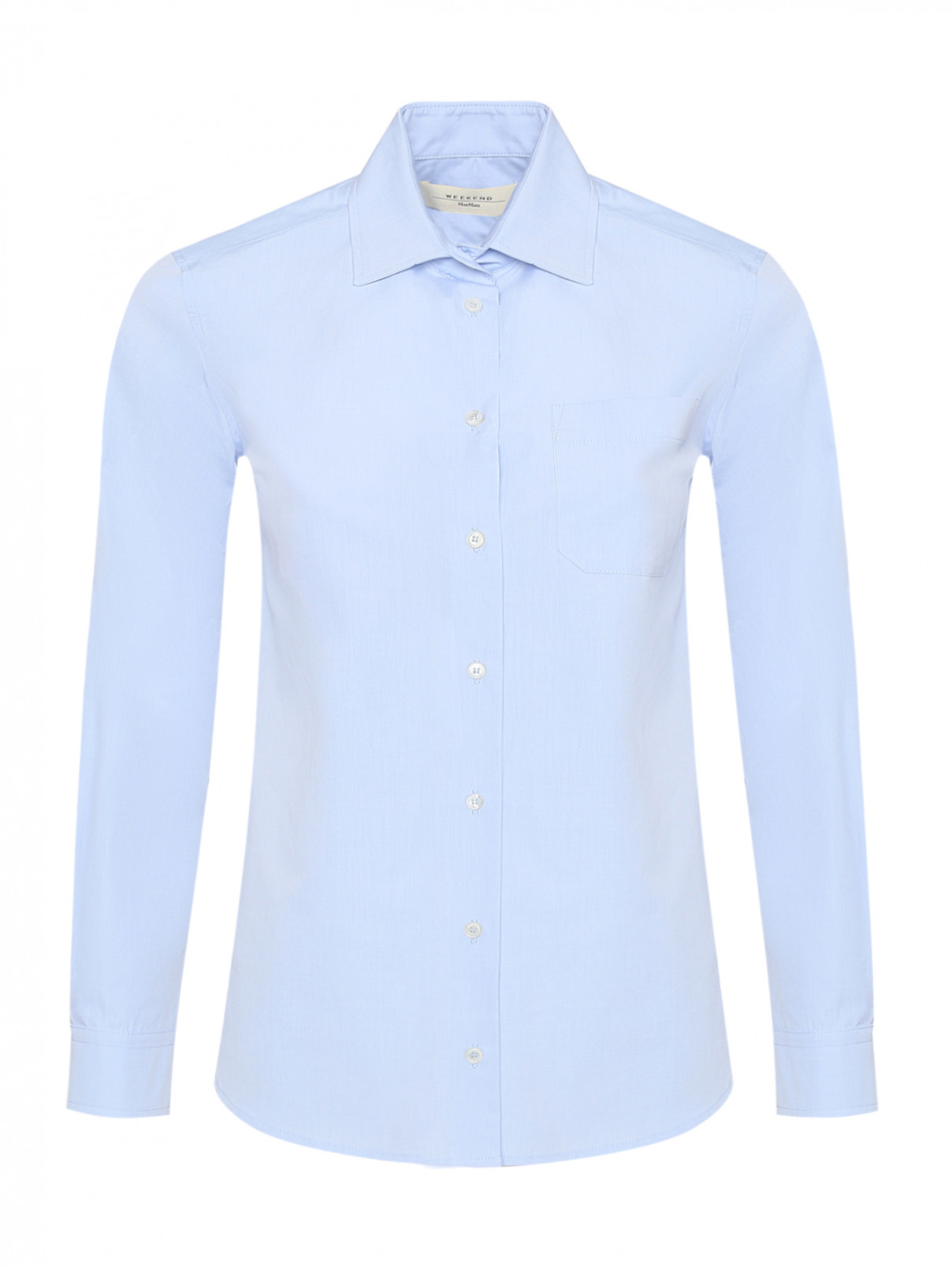 Рубашка из хлопка базовая Weekend Max Mara  –  Общий вид  – Цвет:  Синий