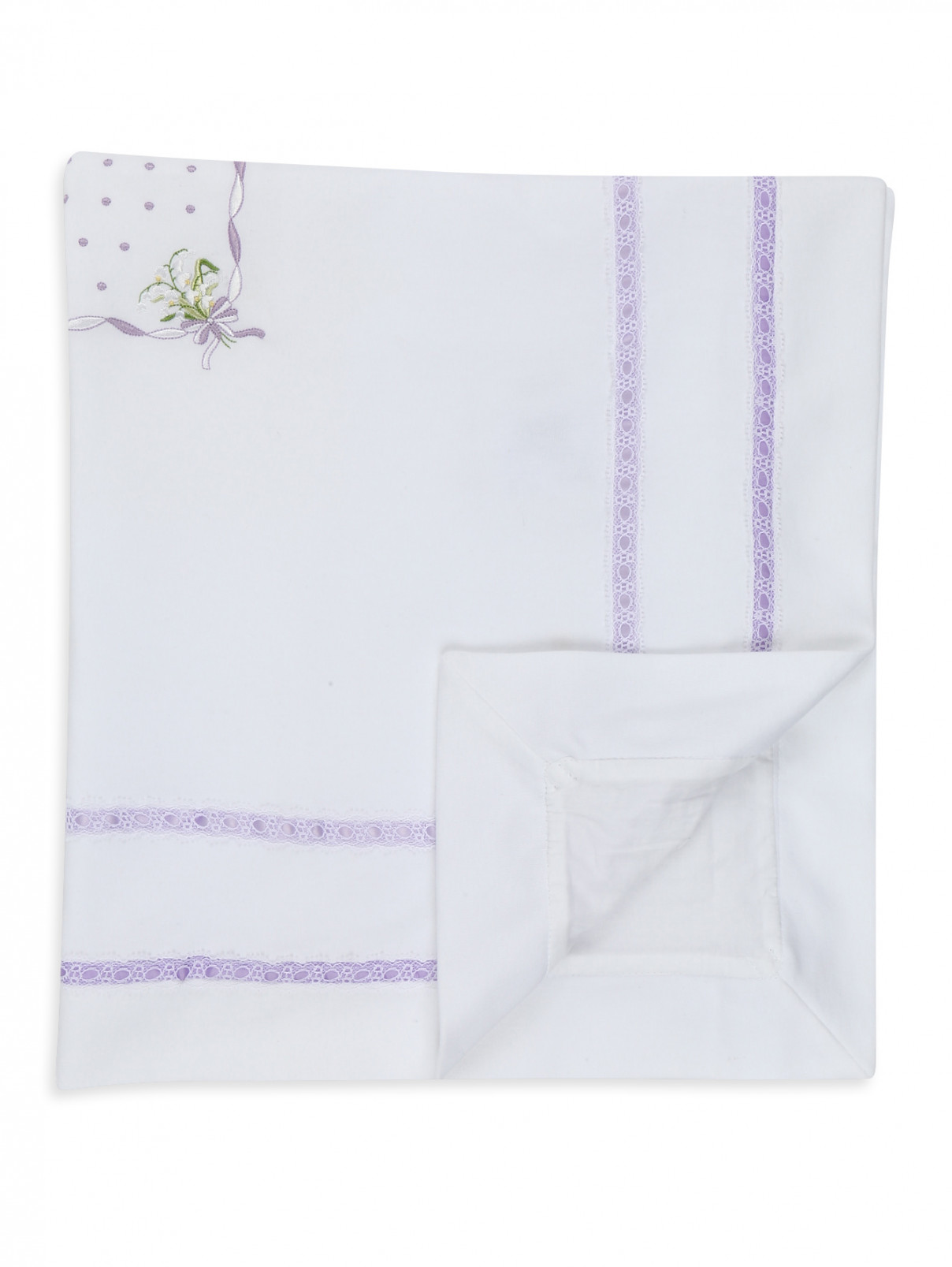 Одеяло из хлопка с вышивкой Aletta  –  Общий вид  – Цвет:  Белый
