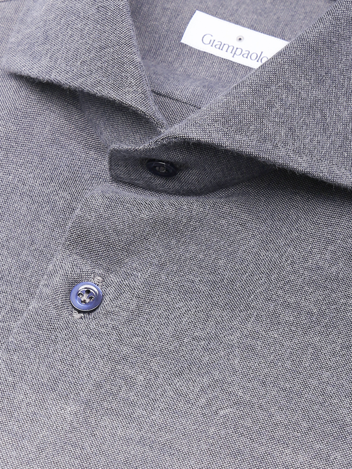 Однотонная рубашка из хлопка Giampaolo  –  Деталь  – Цвет:  Серый