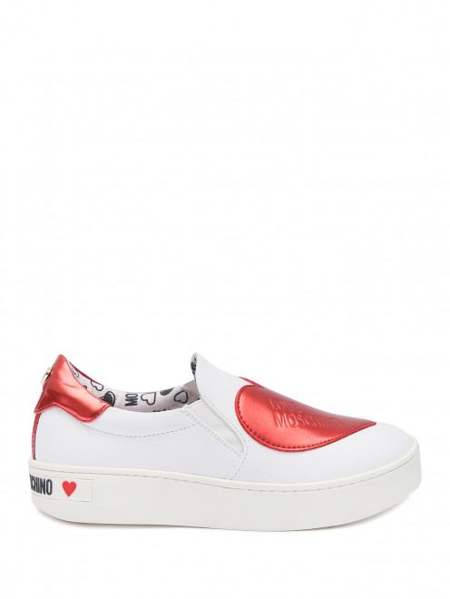 Слипоны из кожи с нашивкой Moschino Love - Обтравка1