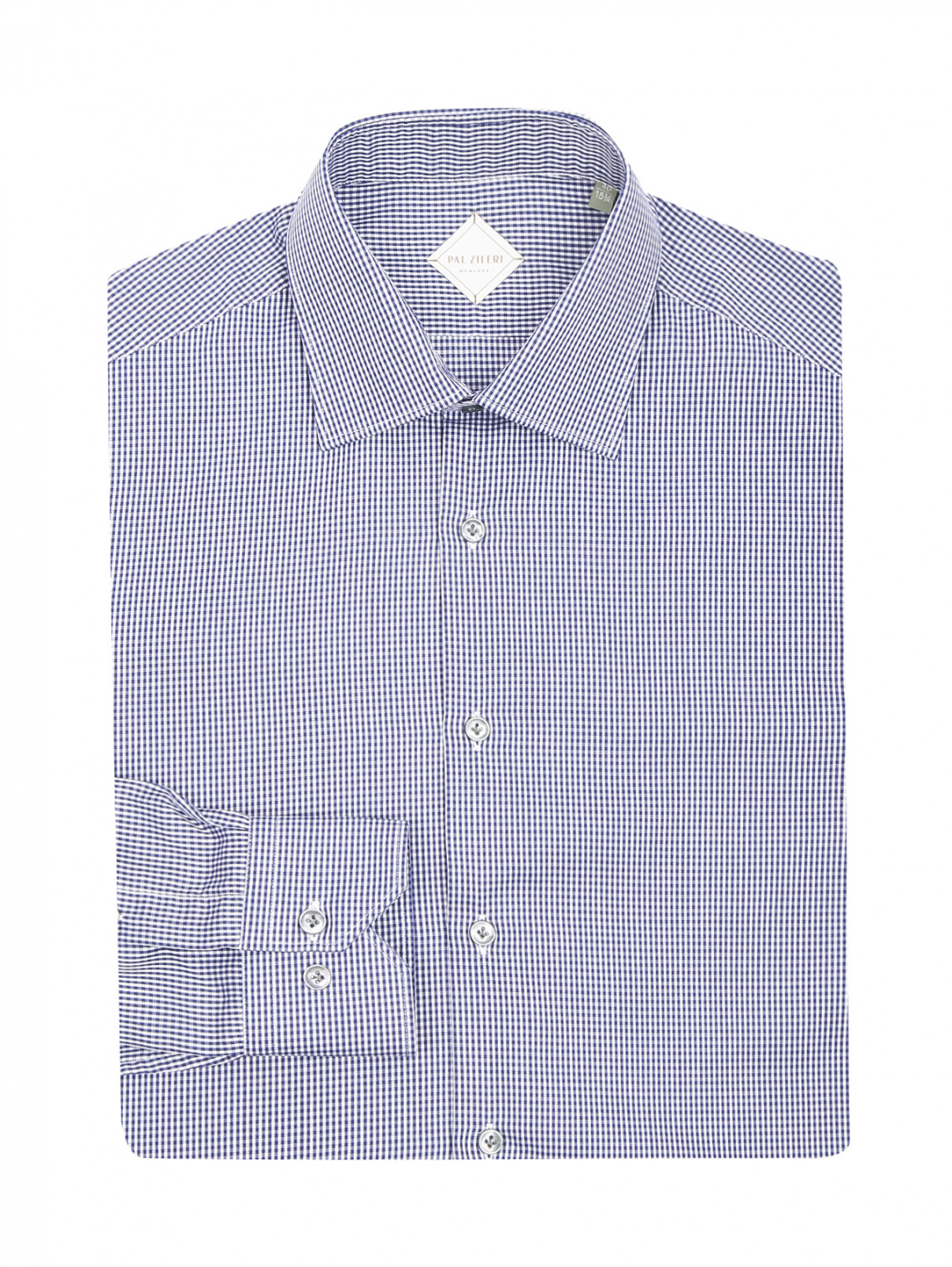 Рубашка из хлопка с узором "клетка" Pal Zileri  –  Общий вид  – Цвет:  Синий