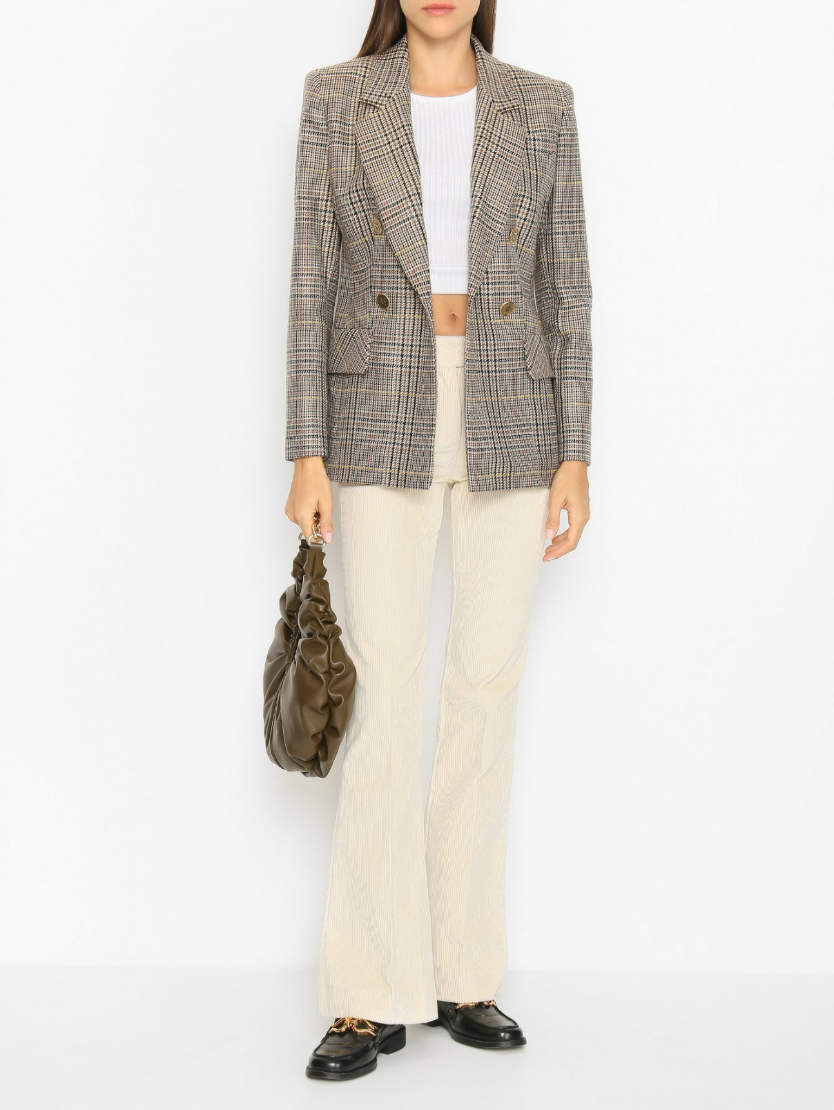 Вельветовые брюки с накладными карманами Luisa Spagnoli  –  МодельОбщийВид  – Цвет:  Бежевый