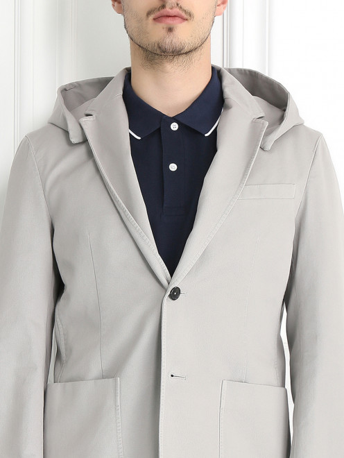 Пиджак однобортный из хлопка с капюшоном - Модель Общий вид1