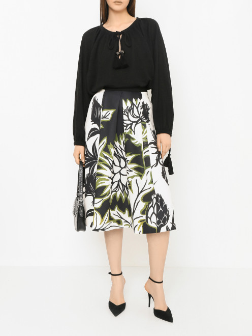 Однотонный джемпер из льна декорированный кисточками Max Mara - МодельОбщийВид