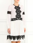 Трикотажное платье из шерсти с кружевом Alberta Ferretti  –  Модель Верх-Низ