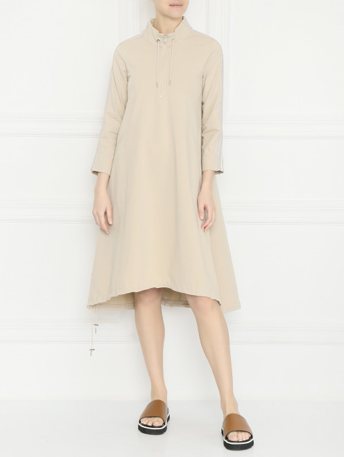 Трикотажное платье из хлопка с карманами Panicale Cashmere - МодельОбщийВид