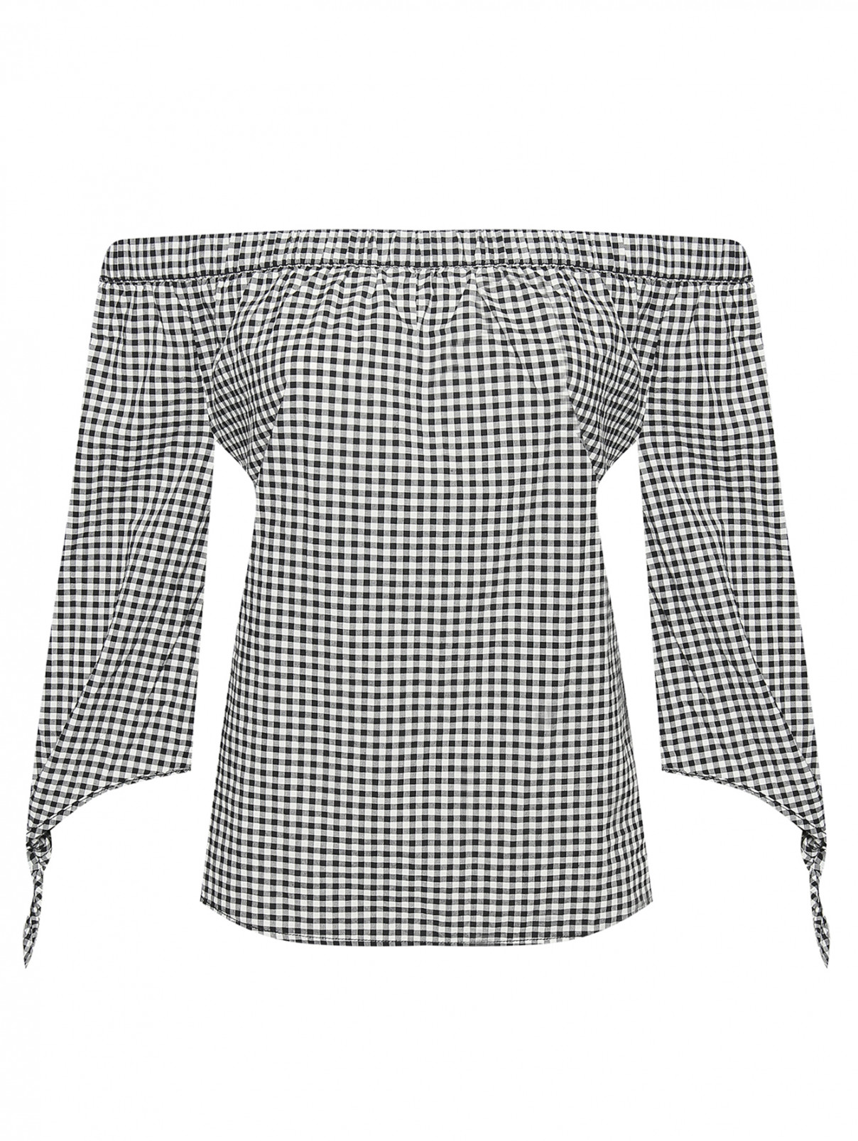 Блуза из хлопка с узором клетка Q/S Designe by  –  Общий вид  – Цвет:  Узор