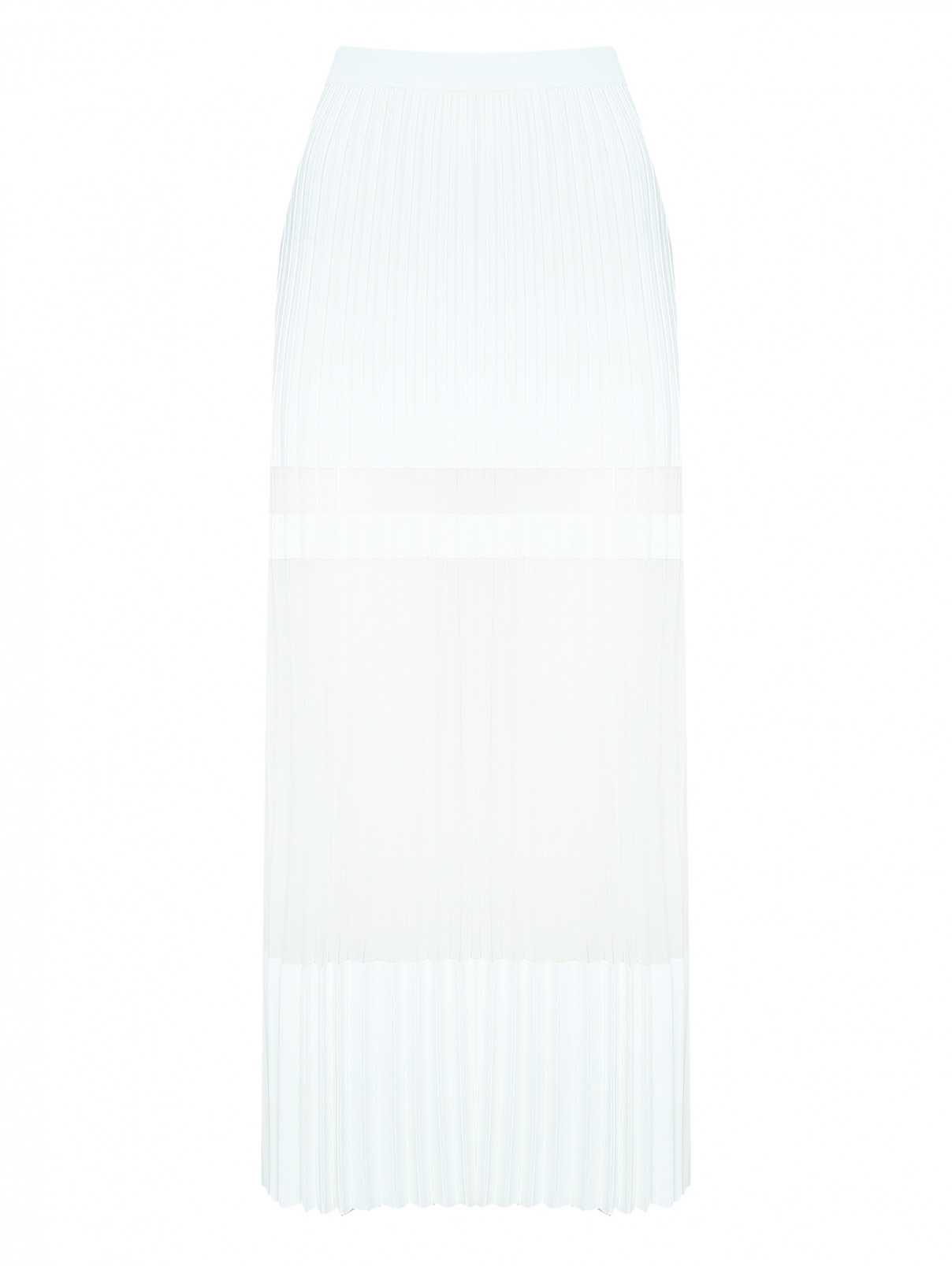 Трикотажная юбка-миди на резинке MRZ  –  Общий вид  – Цвет:  Белый
