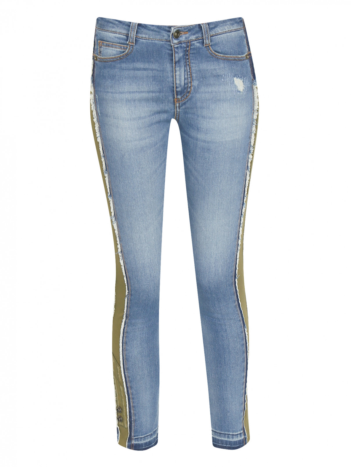 Укороченные джинсы с контрастной отделкой Ermanno Scervino  –  Общий вид  – Цвет:  Синий