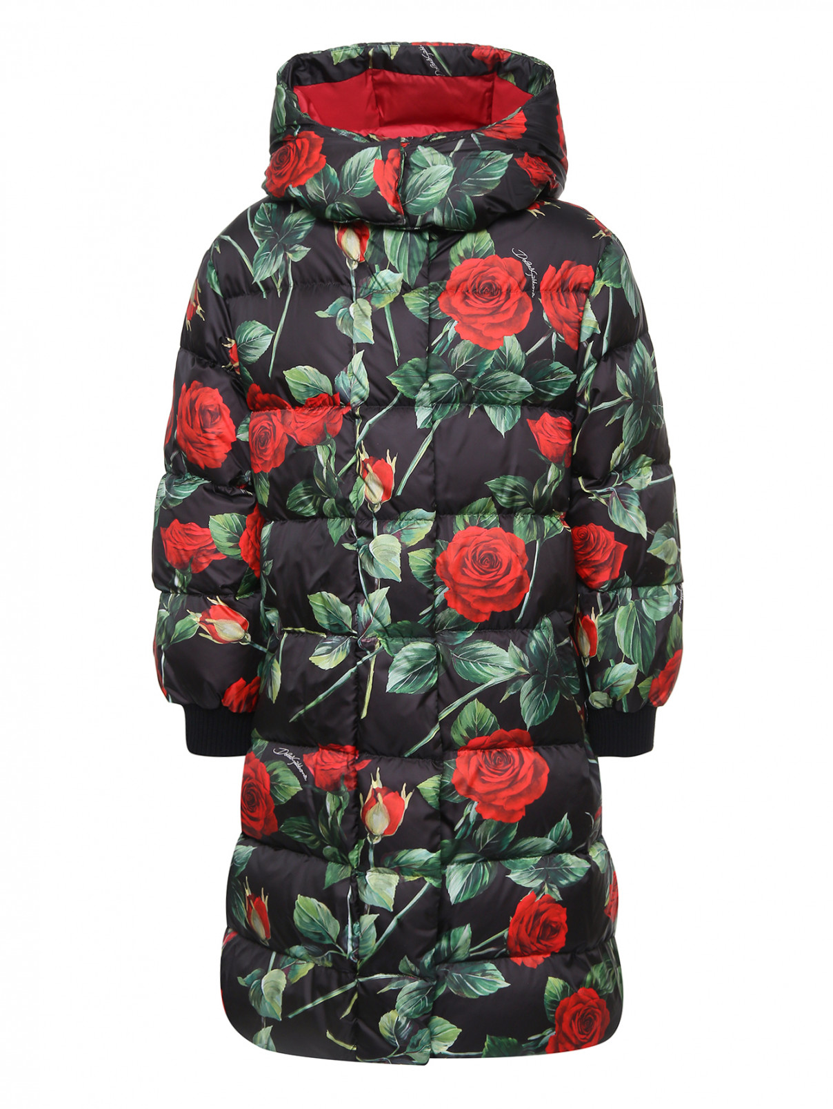 Пуховое пальто с цветочным узором Dolce & Gabbana  –  Общий вид  – Цвет:  Узор