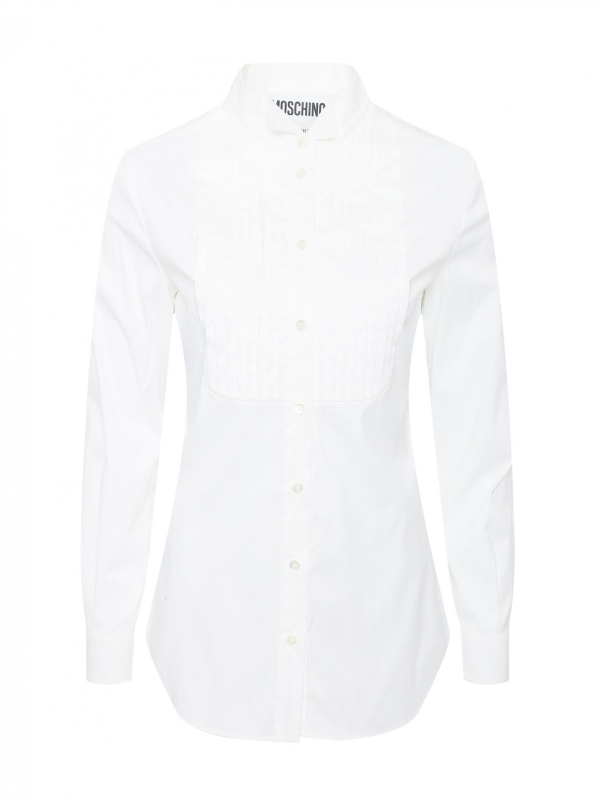 Рубашка из хлопка с драпировкой Moschino  –  Общий вид  – Цвет:  Белый