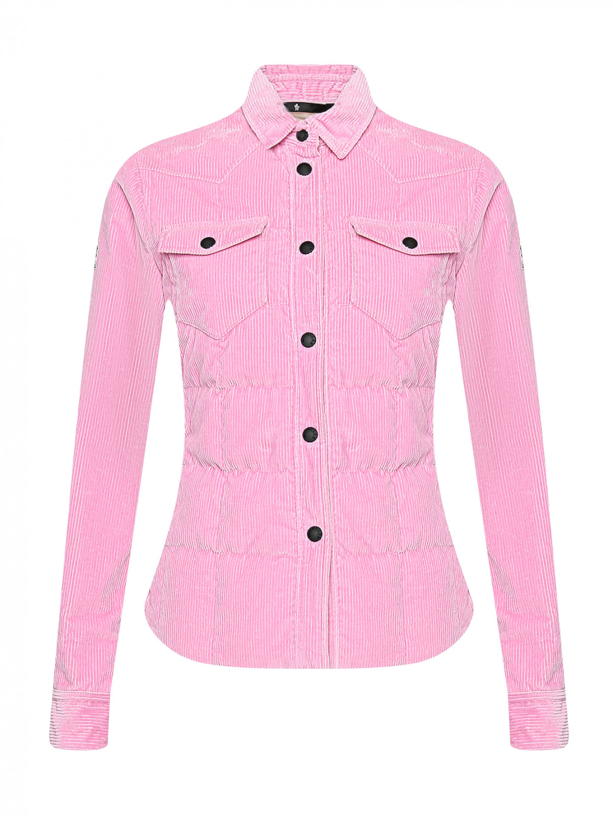 Куртка из вельвета пуховая Moncler  –  Общий вид  – Цвет:  Розовый