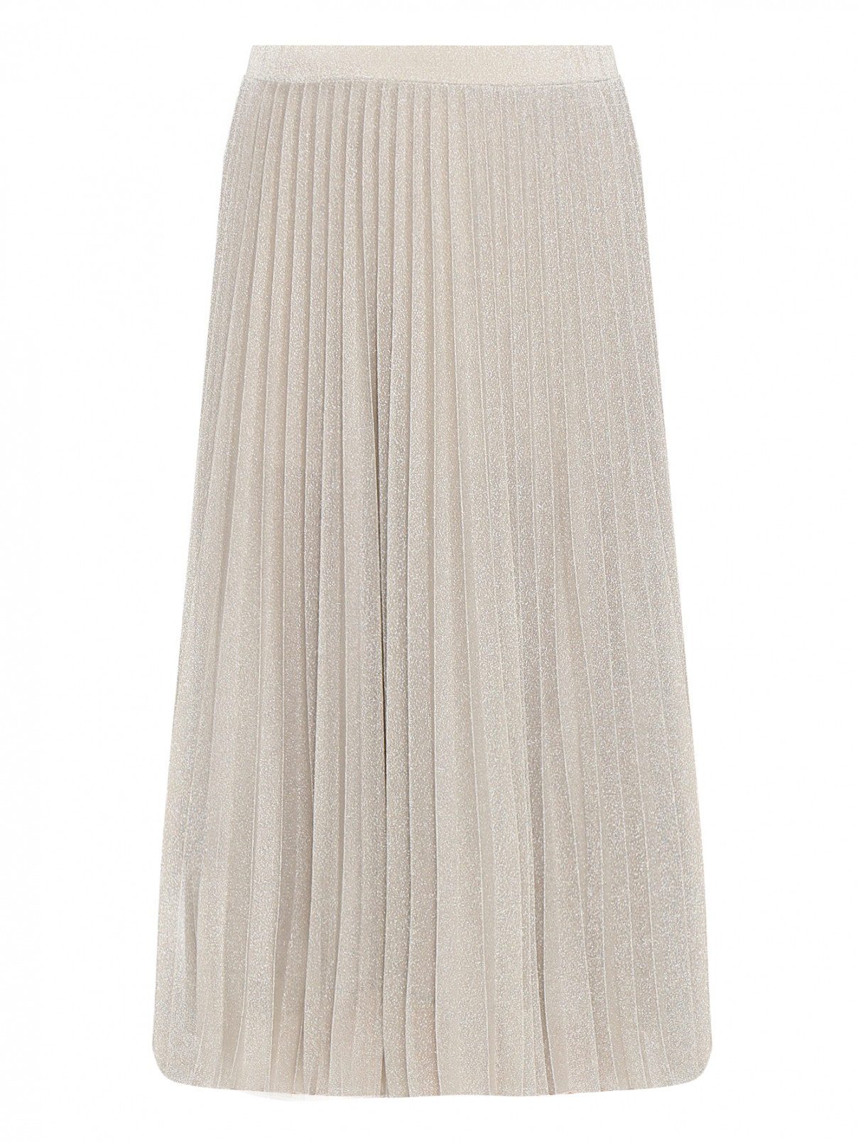 Плиссированная юбка-миди с люрексом Max&Co  –  Общий вид  – Цвет:  Серый