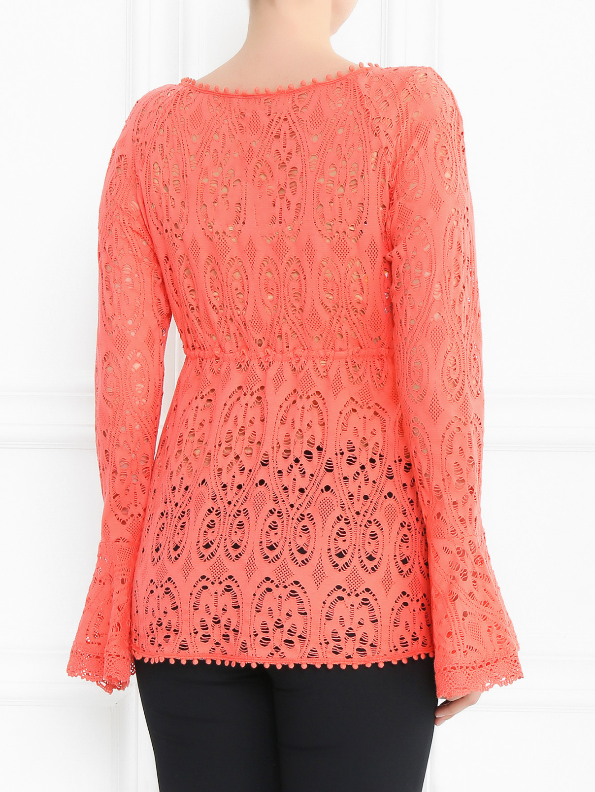 Блуза из хлопка с декоративной отделкой Versace 1969  –  Модель Верх-Низ1  – Цвет:  Красный