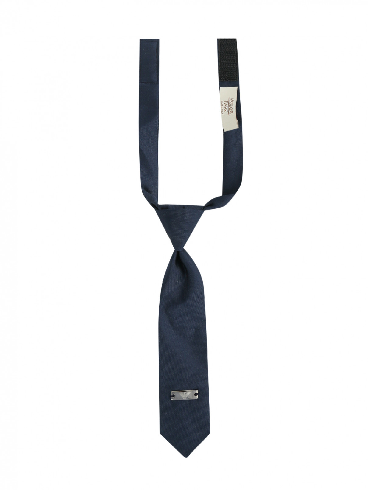 Галстук из шелка на застежке-липучке Armani Junior  –  Общий вид  – Цвет:  Синий