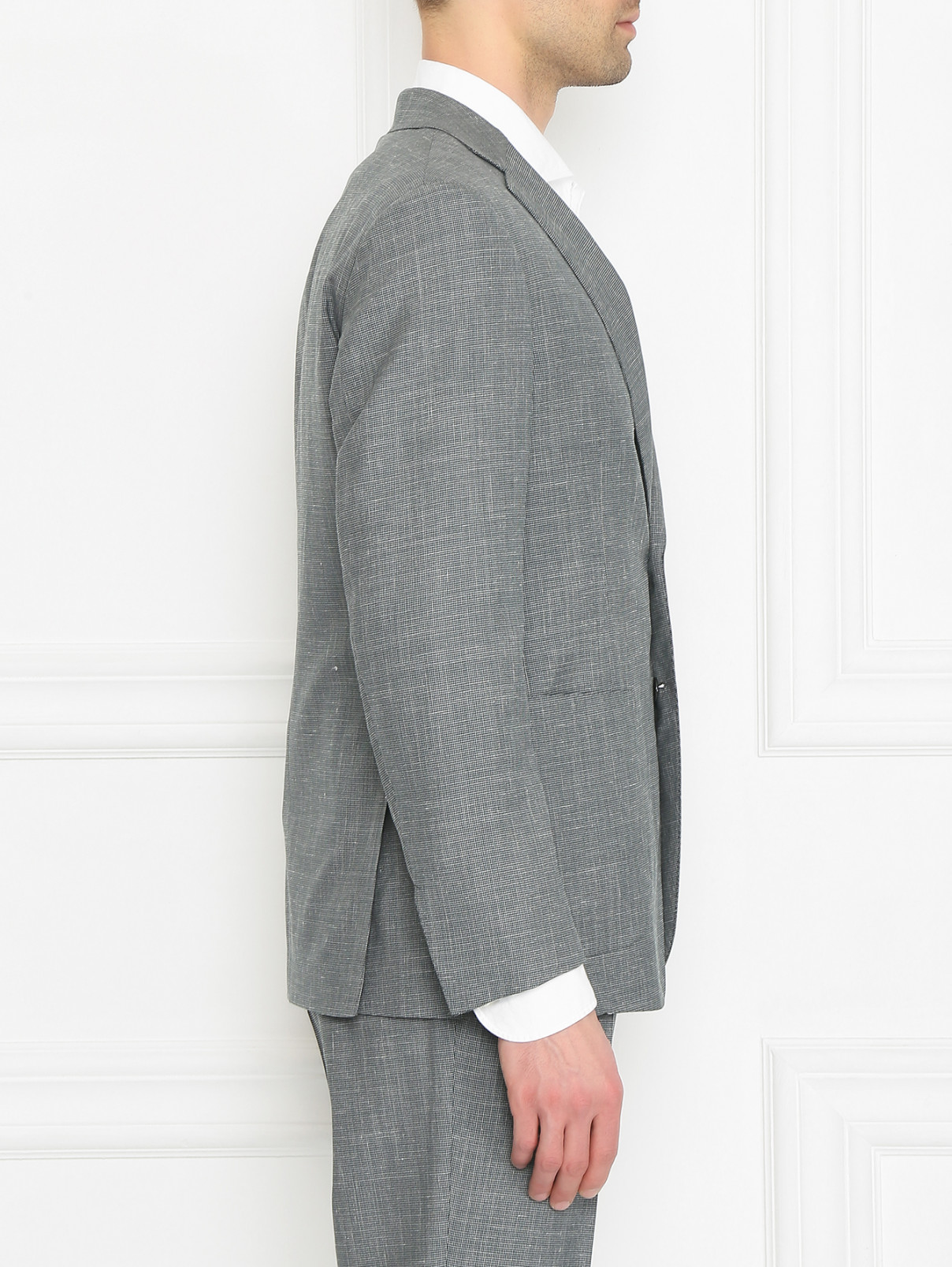 Пиджак из шерсти и шелка с узором Belvest  –  МодельВерхНиз2  – Цвет:  Серый