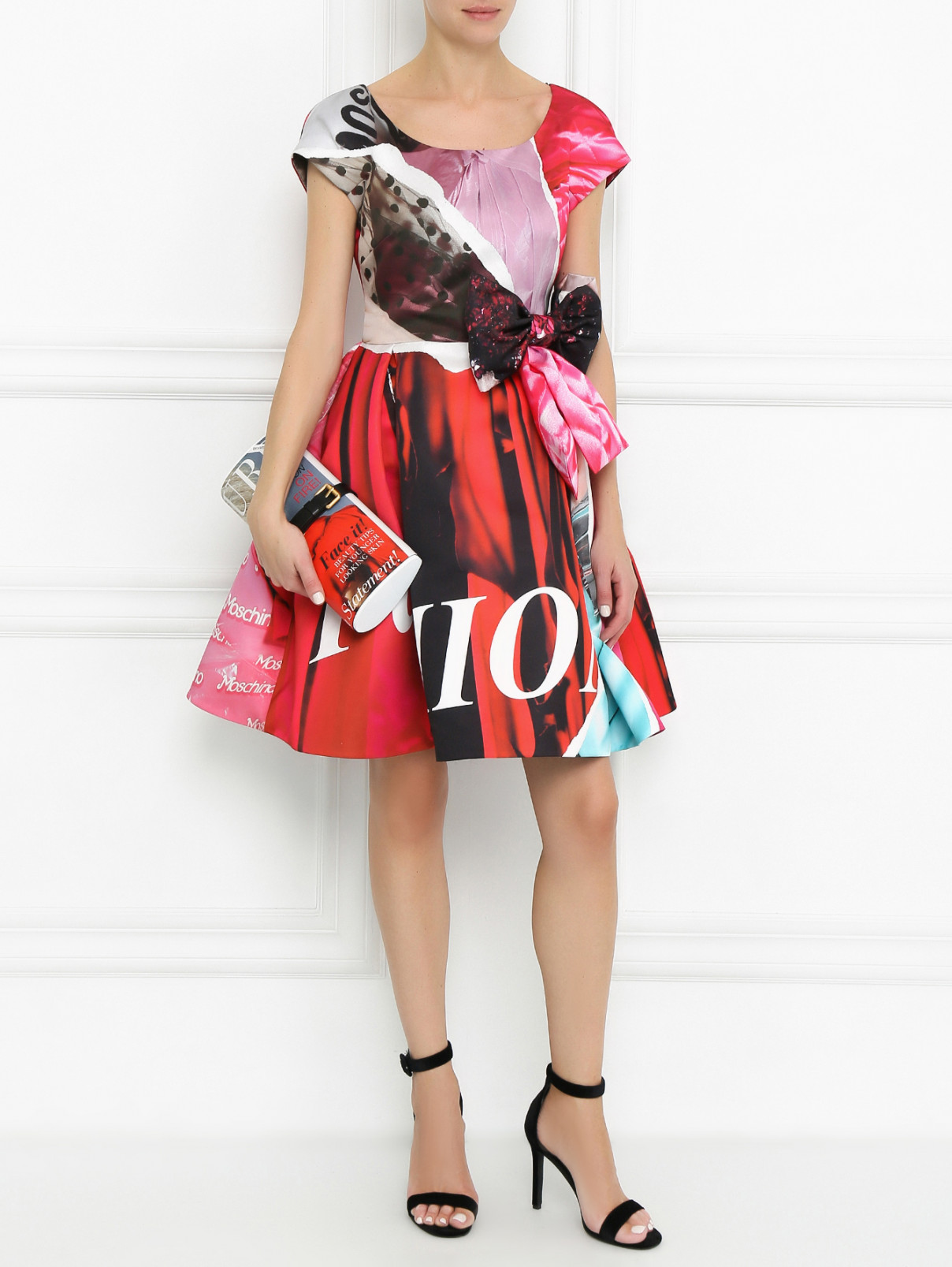 Платье с узором и декоративным бантом Moschino Couture  –  Модель Общий вид  – Цвет:  Розовый