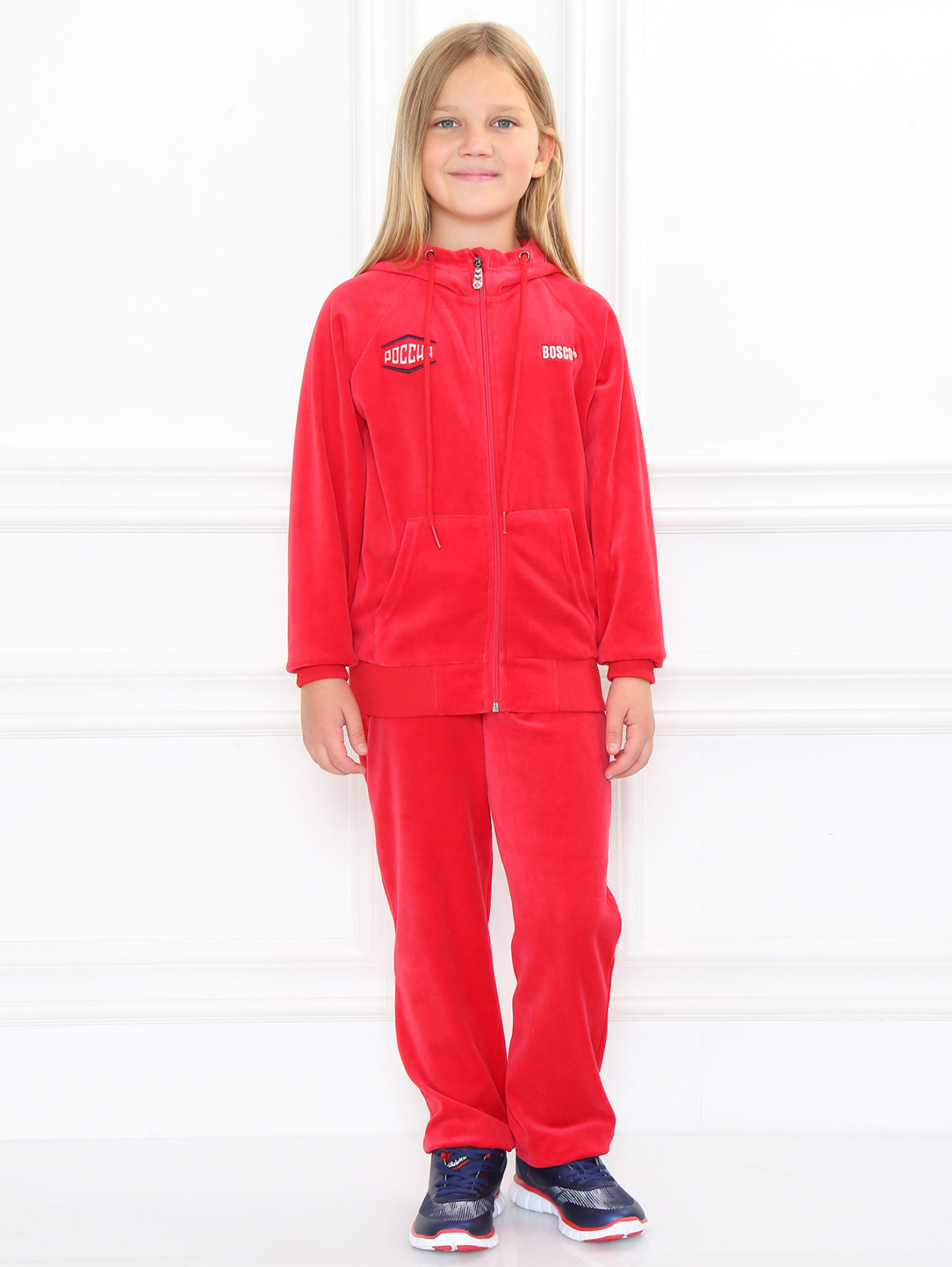 Велюровый костюм с вышивкой Bosco Sport  –  Модель Общий вид  – Цвет:  Красный