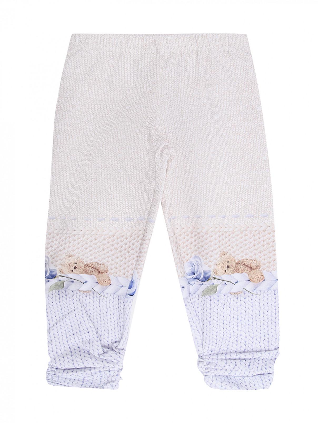 Трикотажные брюки с узором Lapin House  –  Общий вид  – Цвет:  Бежевый