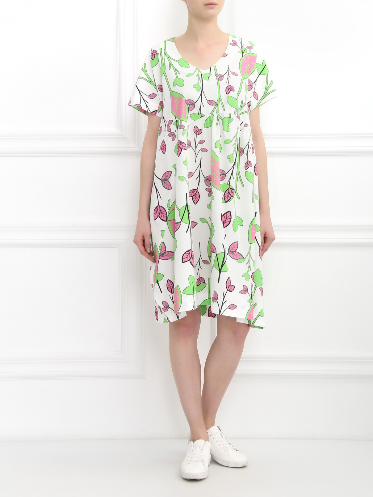 Платье из хлопка с цветочным узором Isola Marras  –  Модель Общий вид  – Цвет:  Белый