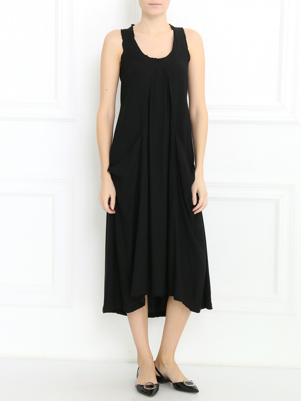 Платье из трикотажа с декоративной отделкой Donna Karan  –  Модель Общий вид  – Цвет:  Черный