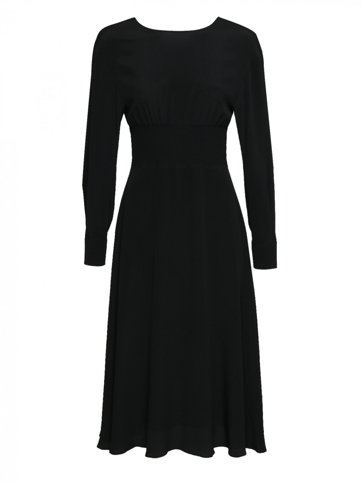 Платье-миди с резинкой на талии и молнией по спинке Sportmax  –  Общий вид  – Цвет:  Черный