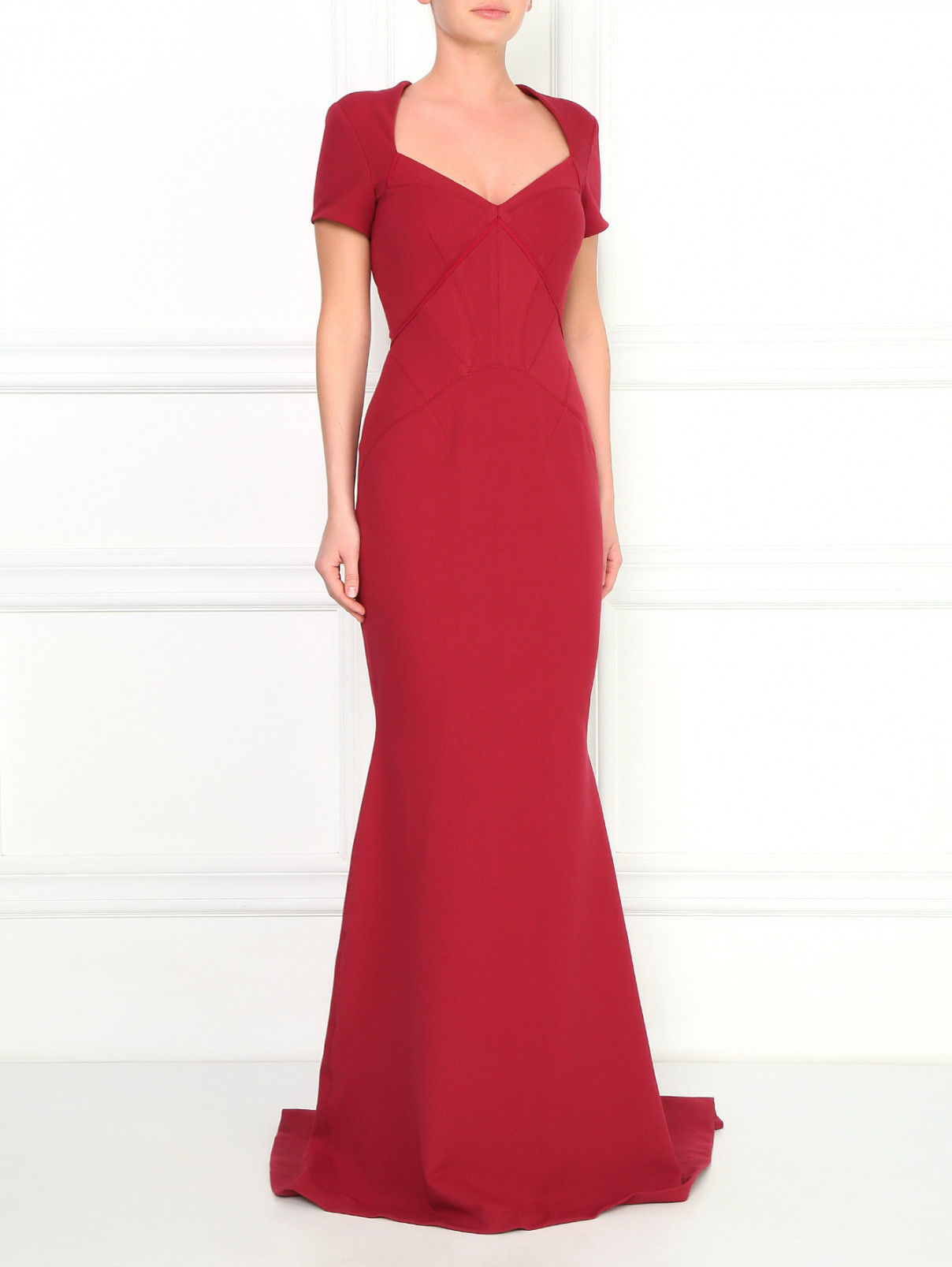 Платье-макси со шлейфом Zac Posen  –  Модель Общий вид  – Цвет:  Красный