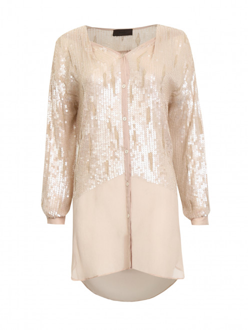 Блуза свободного кроя декорированная пайетками - Общий вид
