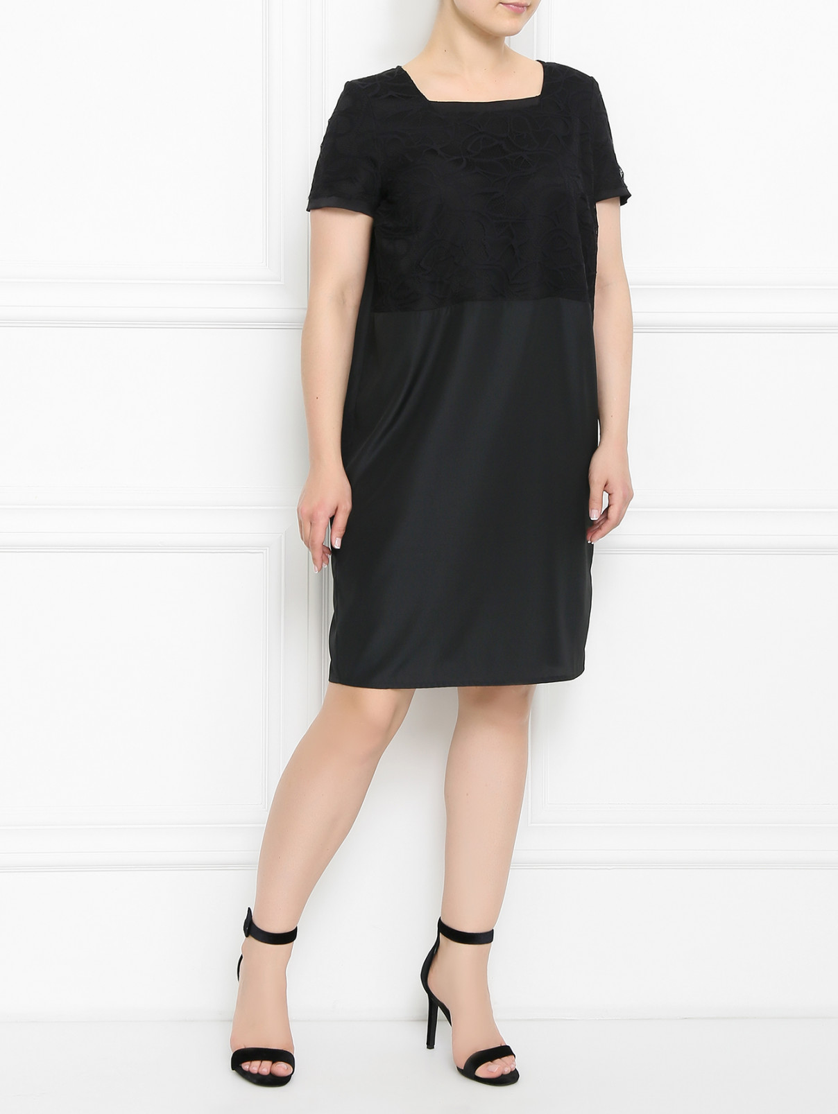 Платье с кружевной отделкой Marina Rinaldi  –  Модель Общий вид  – Цвет:  Черный