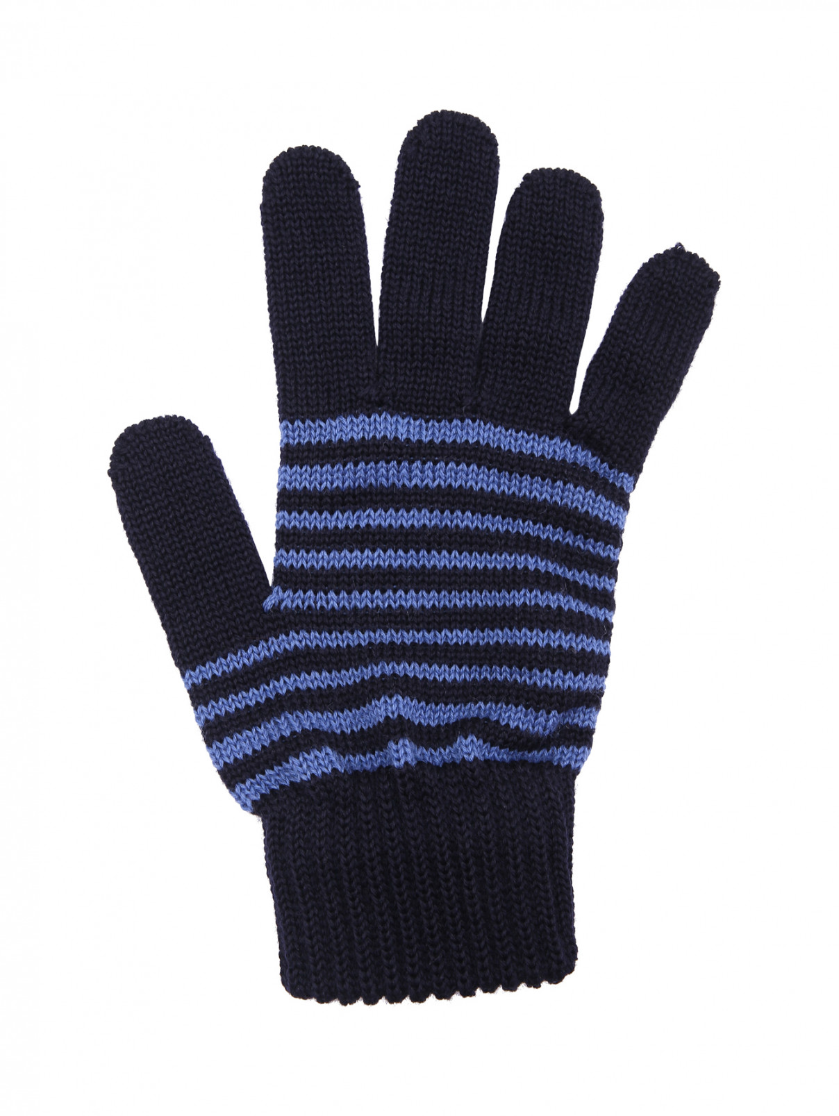 Перчатки из шерсти с узором в полоску Catya  –  Обтравка1  – Цвет:  Синий