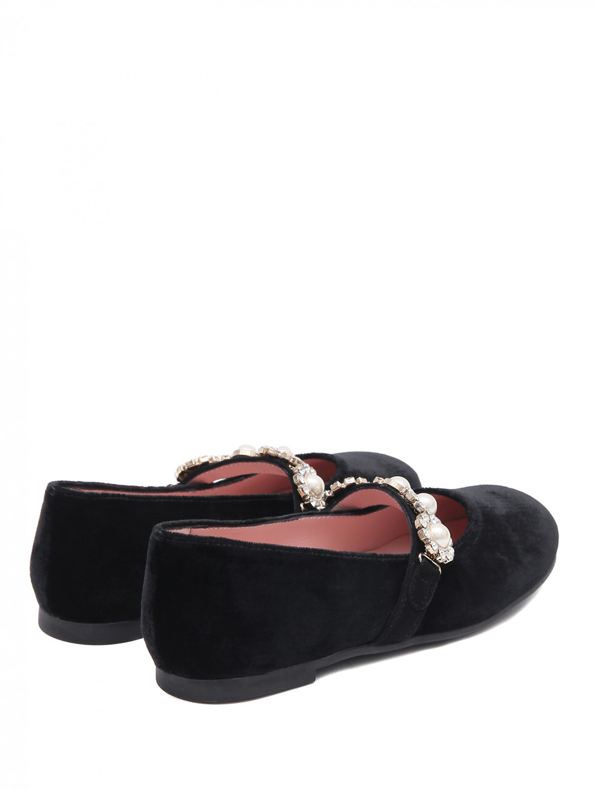 Туфли из бархата с камнями Pretty Ballerinas  –  Обтравка2  – Цвет:  Черный