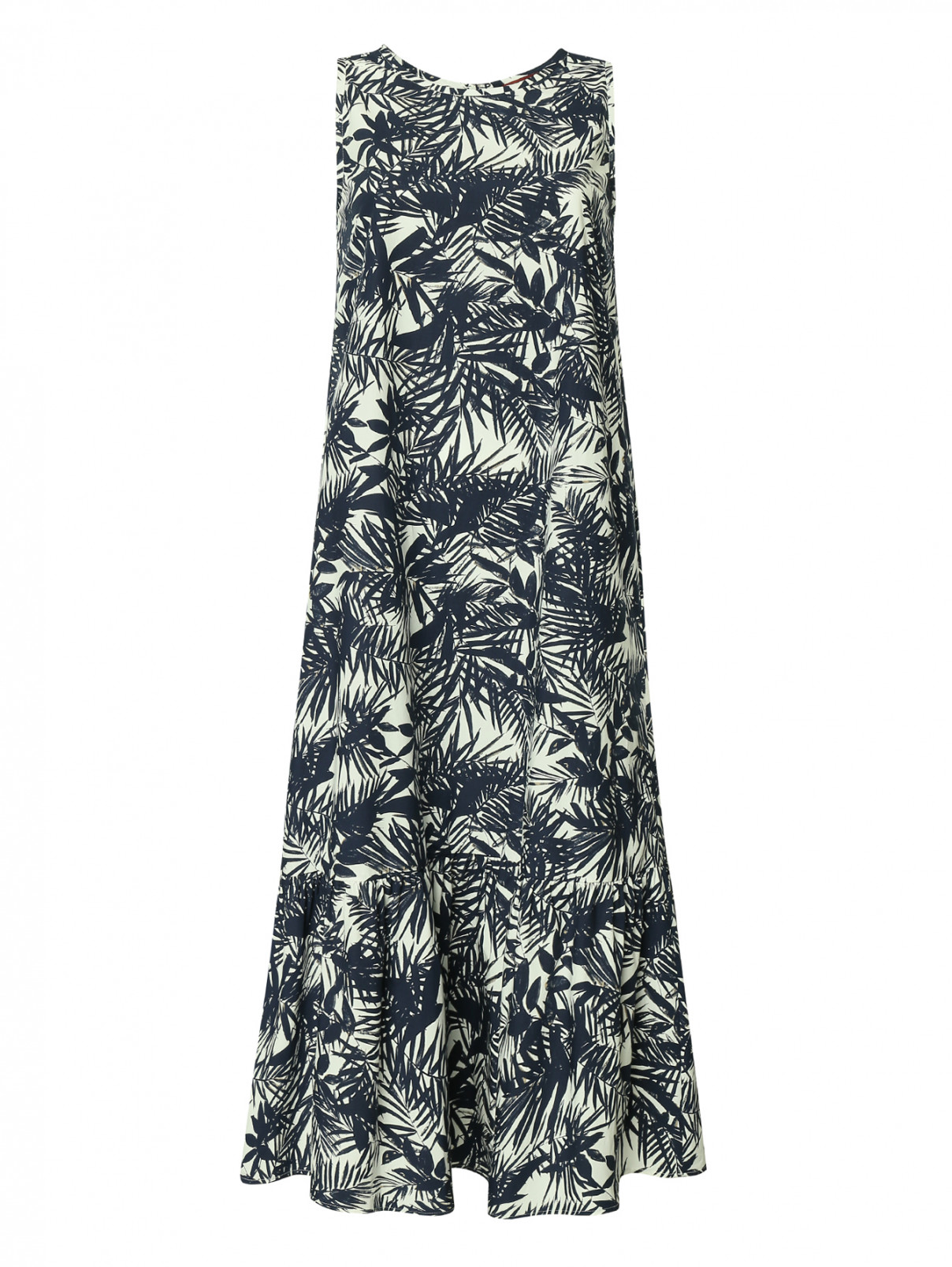 Платье из хлопка с оборкой по низу Max Mara  –  Общий вид  – Цвет:  Белый