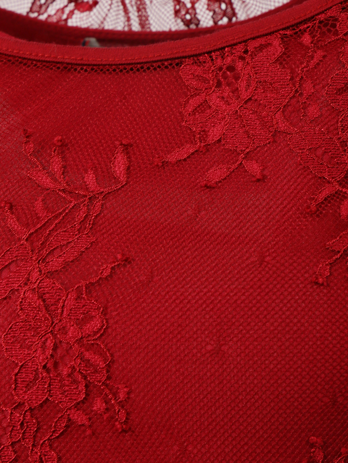 Блуза кружевная с трикотажным топом Ermanno Scervino Junior  –  Деталь  – Цвет:  Красный