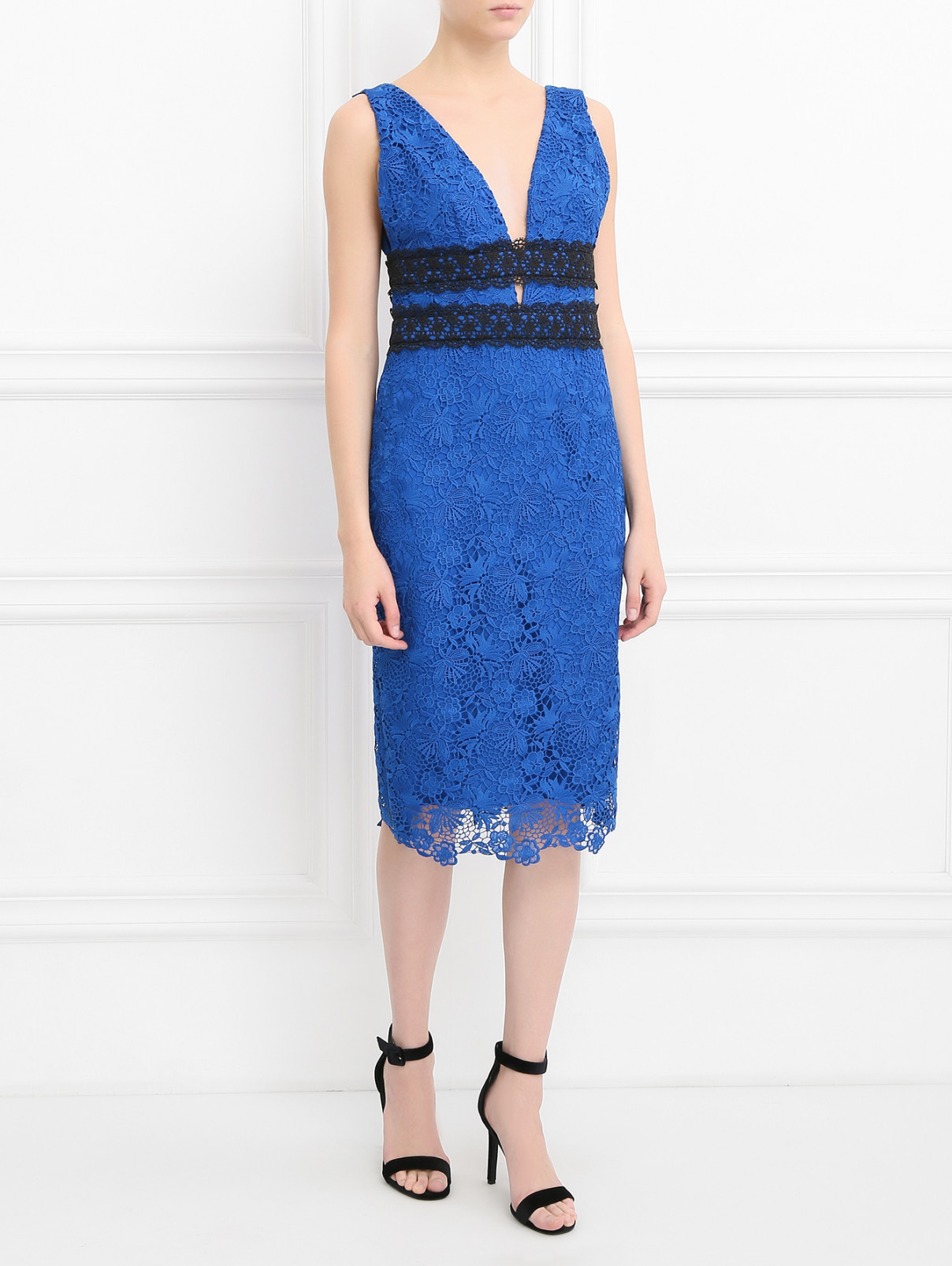Платье-футляр с кружевным узором Diane von Furstenberg  –  Модель Общий вид  – Цвет:  Синий