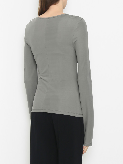 Однотонная блуза из вискозы со сборкой - МодельВерхНиз1