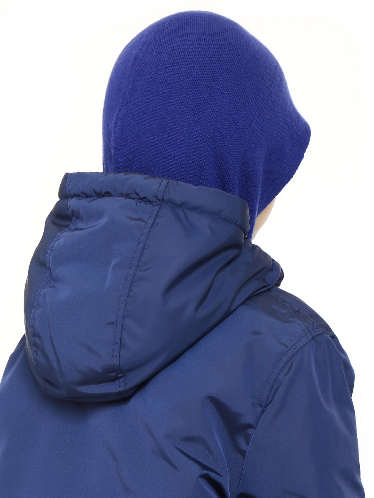 Шапка-капюшон из шерсти мелкой вязки Quis Quis  –  Модель Общий вид1  – Цвет:  Синий