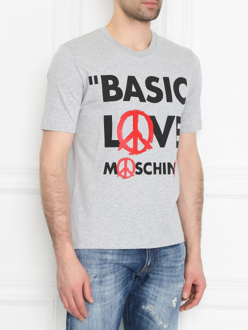 Футболка из хлопка с принтом Love Moschino - МодельВерхНиз