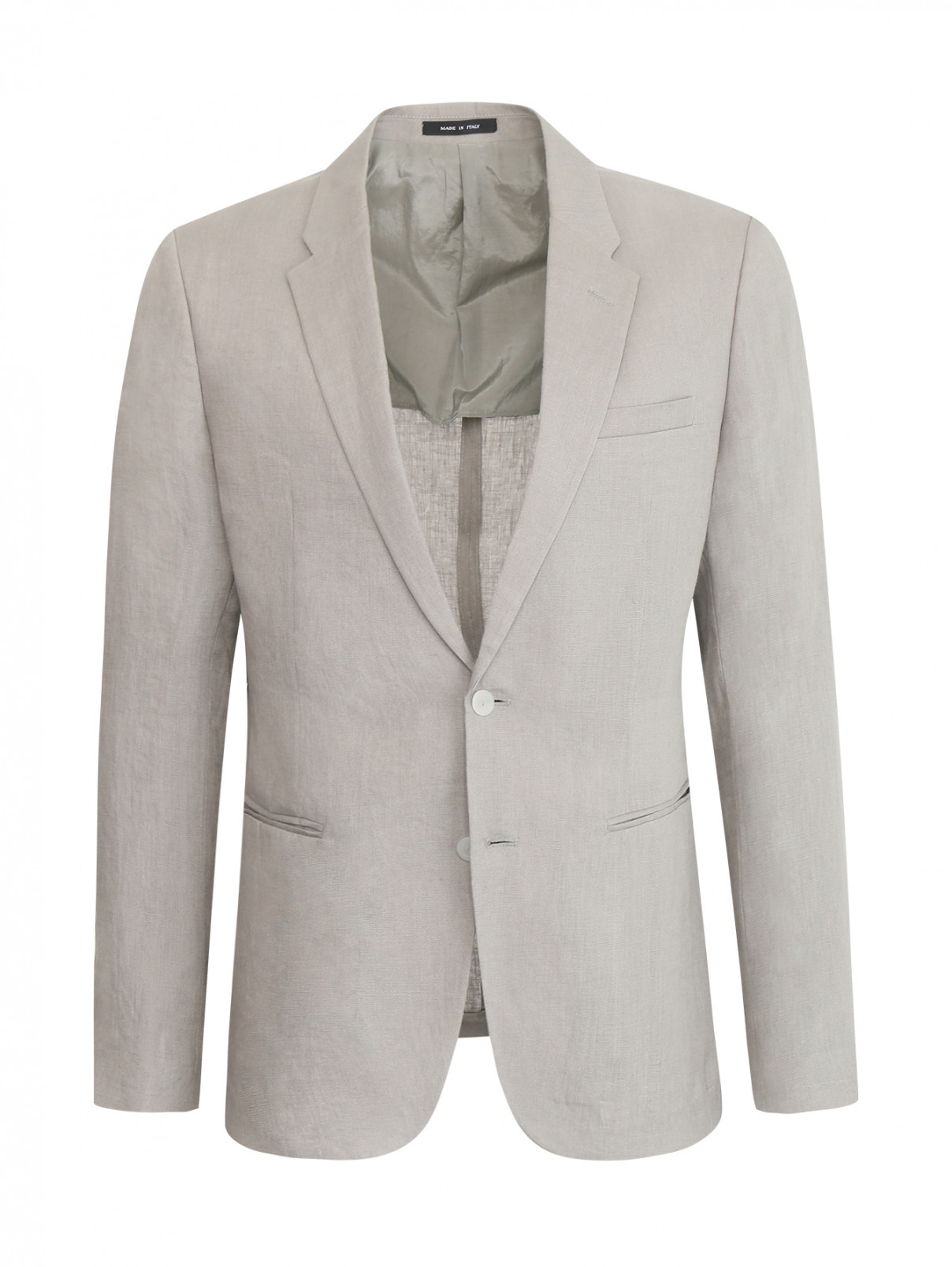Пиджак однобортный из льна Emporio Armani  –  Общий вид  – Цвет:  Бежевый