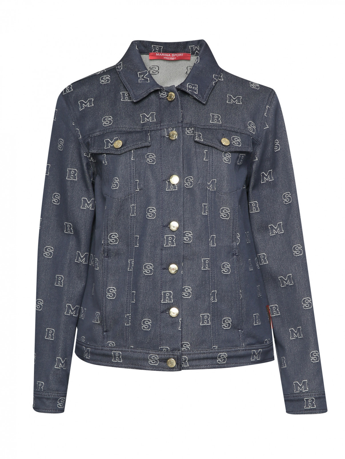 Куртка из денима с узором Marina Rinaldi  –  Общий вид  – Цвет:  Синий