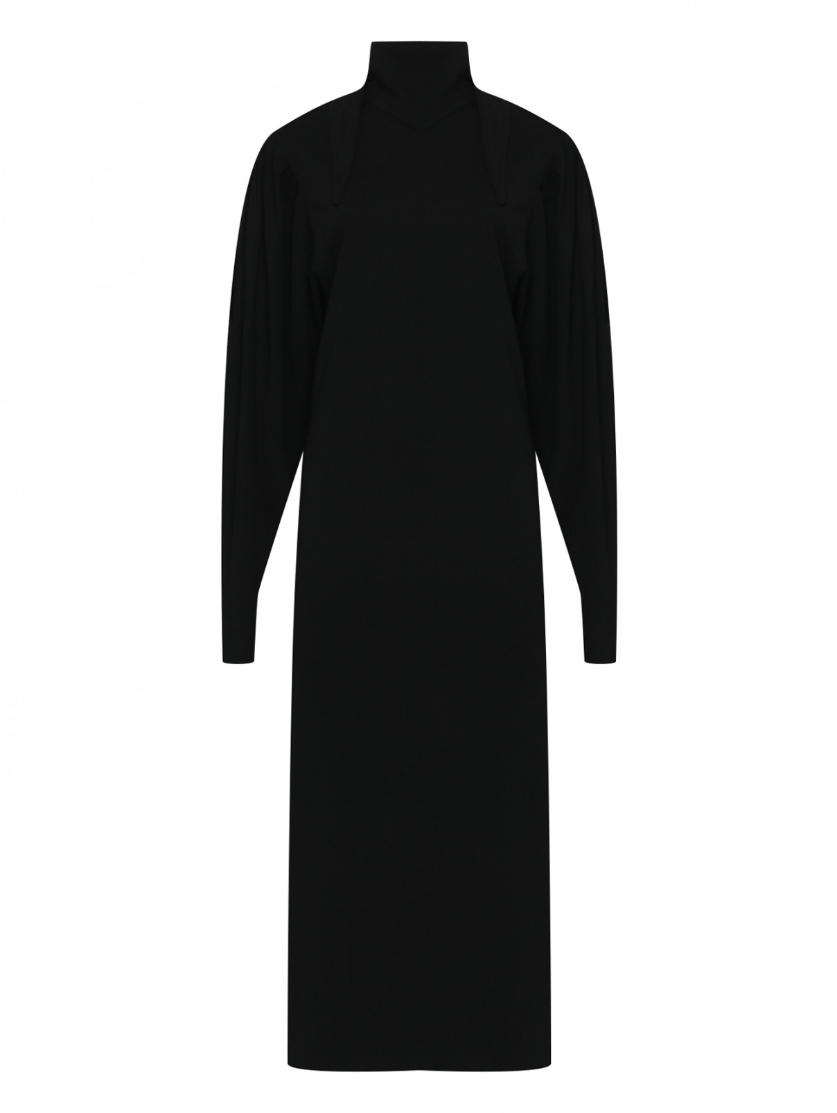 Однотонное платье макси из хлопка Lemaire  –  Общий вид  – Цвет:  Черный